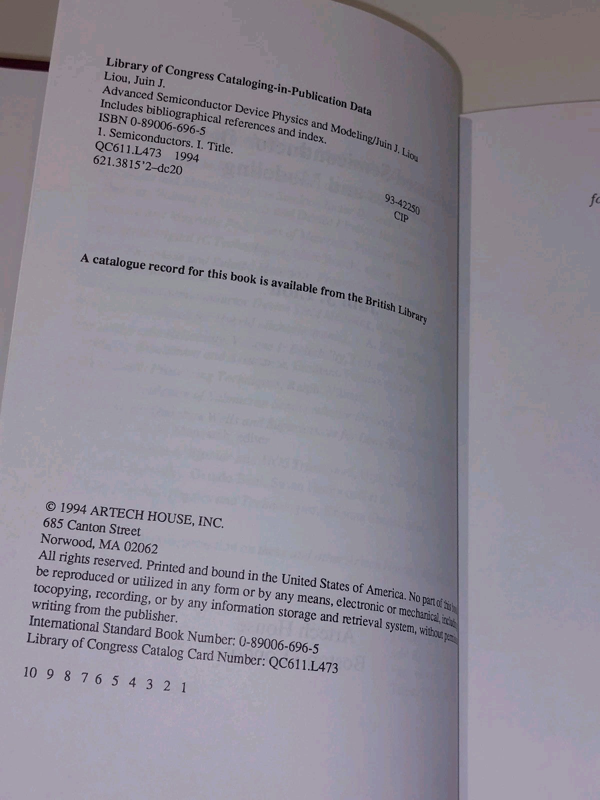 Advanced Semiconductor Device Physics and Modeling [Artech House] Juin Liou Hb 4