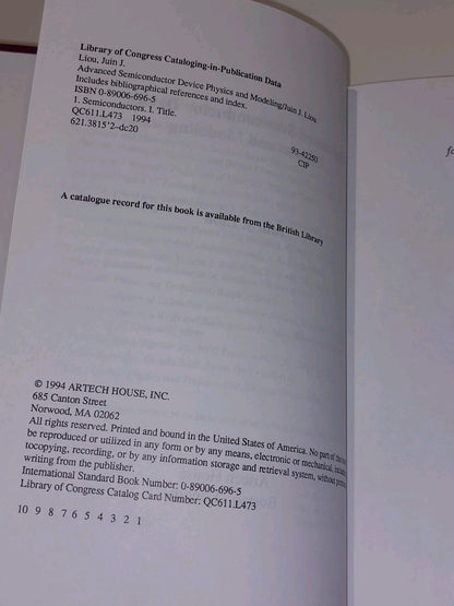 Advanced Semiconductor Device Physics and Modeling [Artech House] Juin Liou Hb 4