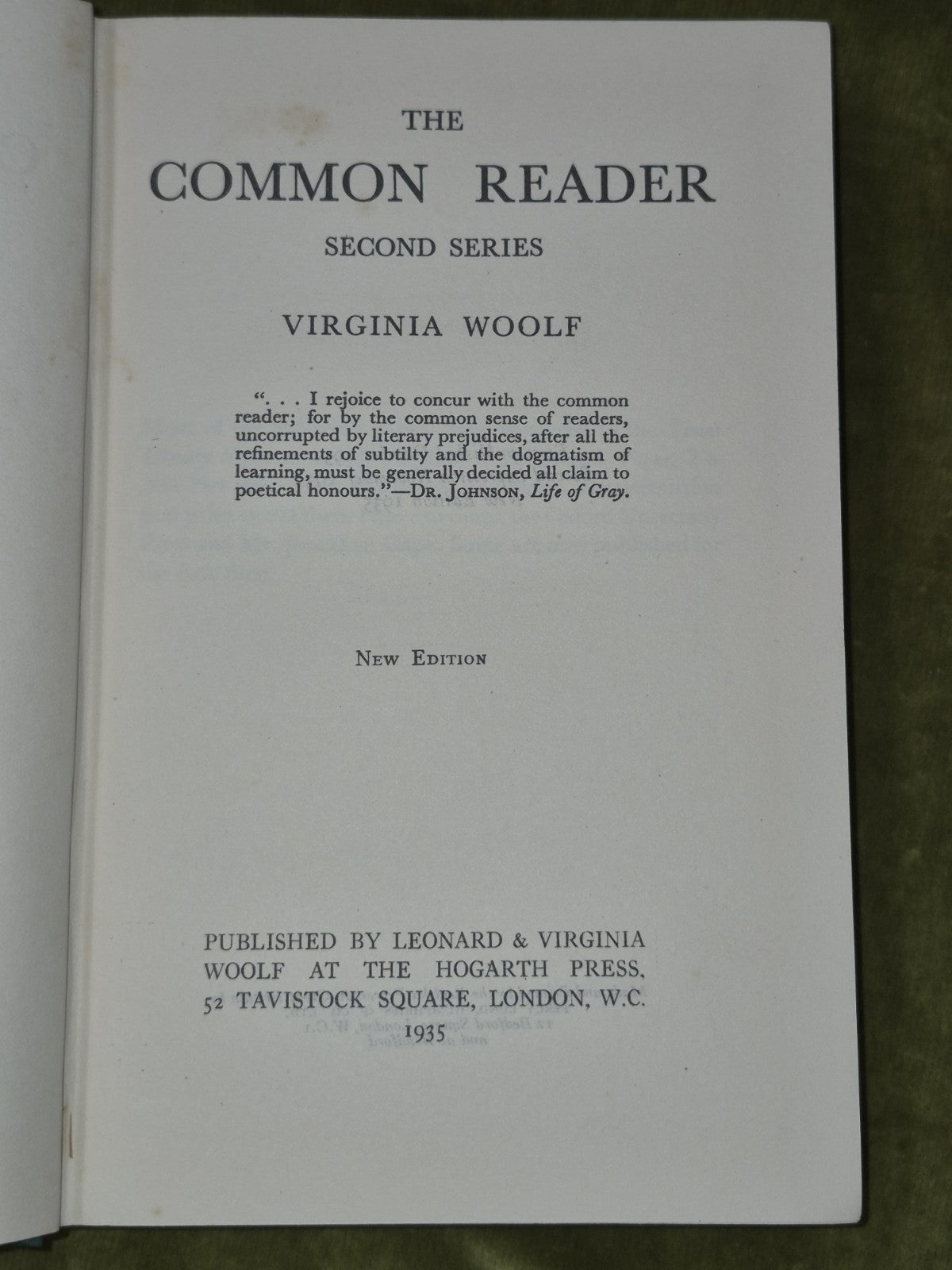 Virginia Woolf, The Common Reader, 2nd Series, 1935 Hogarth Press HB New edition4