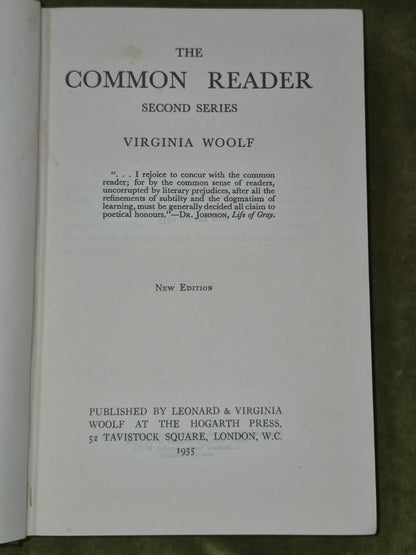 Virginia Woolf, The Common Reader, 2nd Series, 1935 Hogarth Press HB New edition4