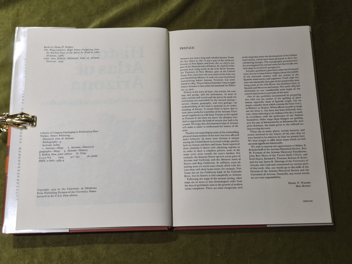 Historical Atlas of Arizona - Henry P. Walker /Don Bufkin 1979 HB DJ4