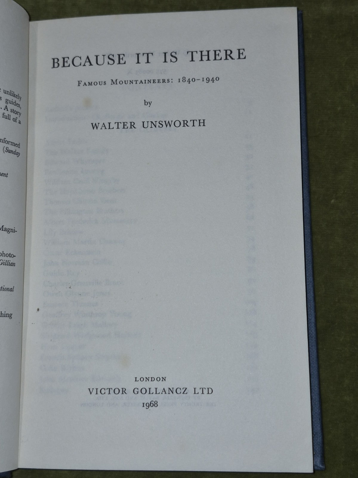 Walter Unsworth Because it is There Victor Gollancz 1968 First Edition5
