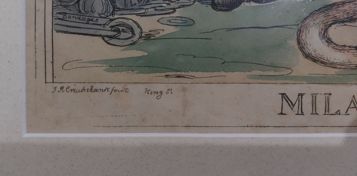 Issac Robert Cruickshank Original Hand Coloured Print MILAN COMMISSION!!! 18208