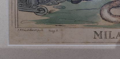 Issac Robert Cruickshank Original Hand Coloured Print MILAN COMMISSION!!! 18208