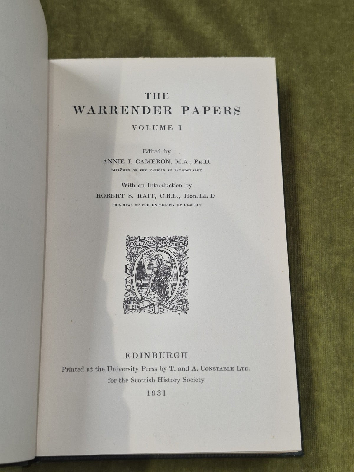 The Warrander Papers in 2 Vols 3rd Series - A Cameron & R Rait , 1931 Constable3