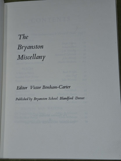 The Bryanston Miscellany Bryanston School Victor Bonham-Carter 19585