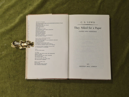 They Asked for a Paper Papers and Addresses - C S Lewis ,  1962 1st HB DJ4