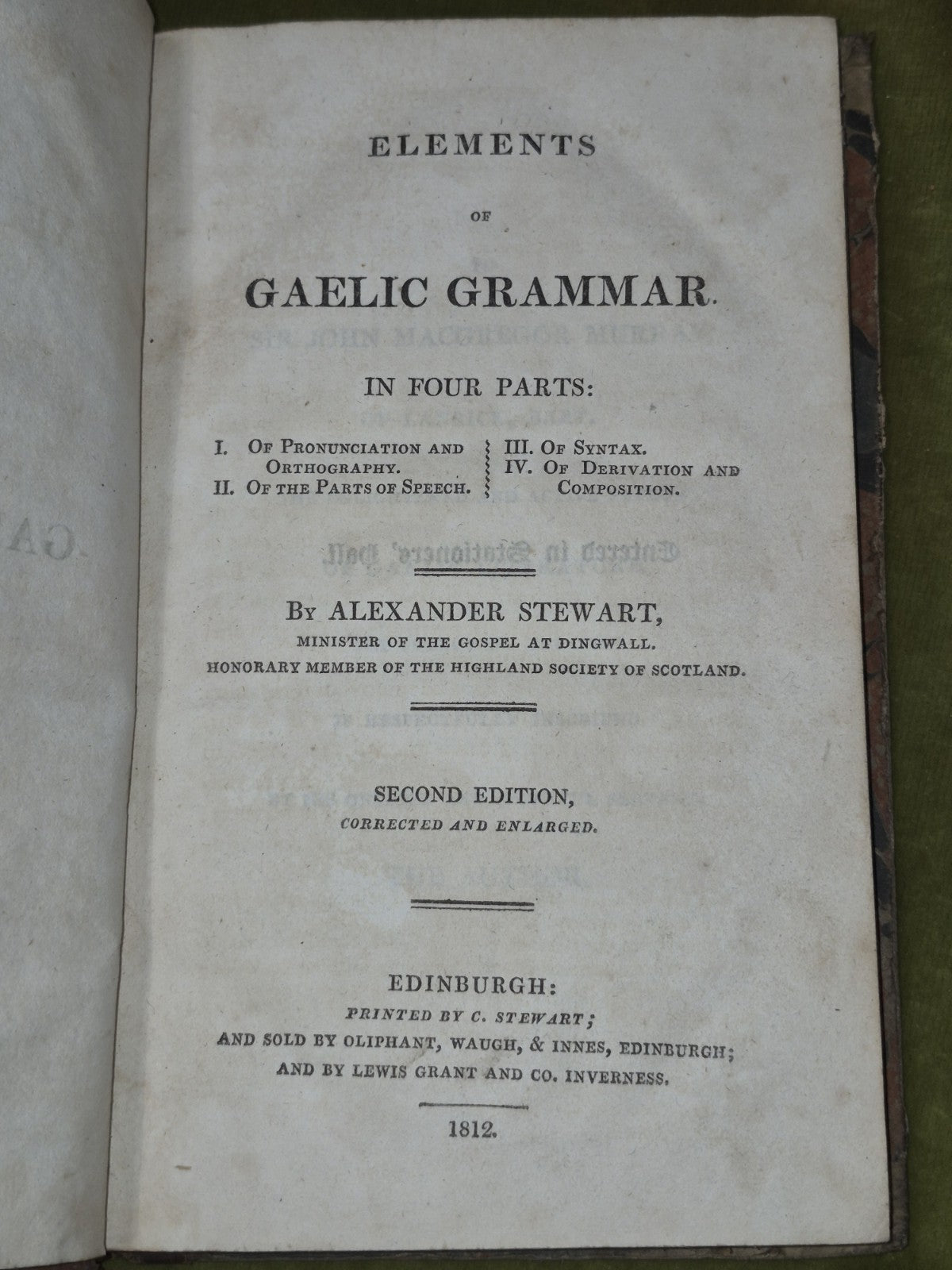 Alexander Stewart Elements of Gaelic Grammar in Four Parts 18124