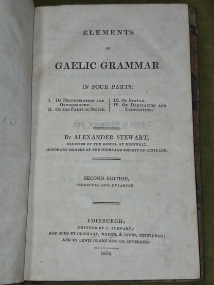 Alexander Stewart Elements of Gaelic Grammar in Four Parts 18124