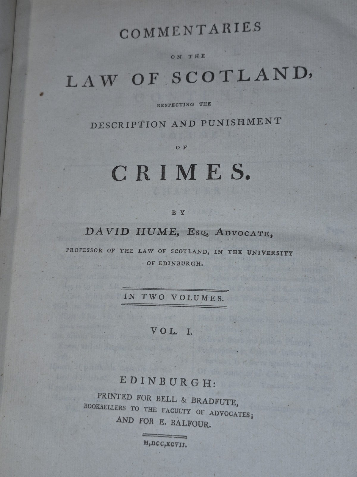 David Hume's Criminal Law Description Trial 1797 First Edition Bell & Bradfute7