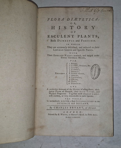 1783 Flora Diaetetica or History of Esculent Plants By Charles Bryant 1st Editn9