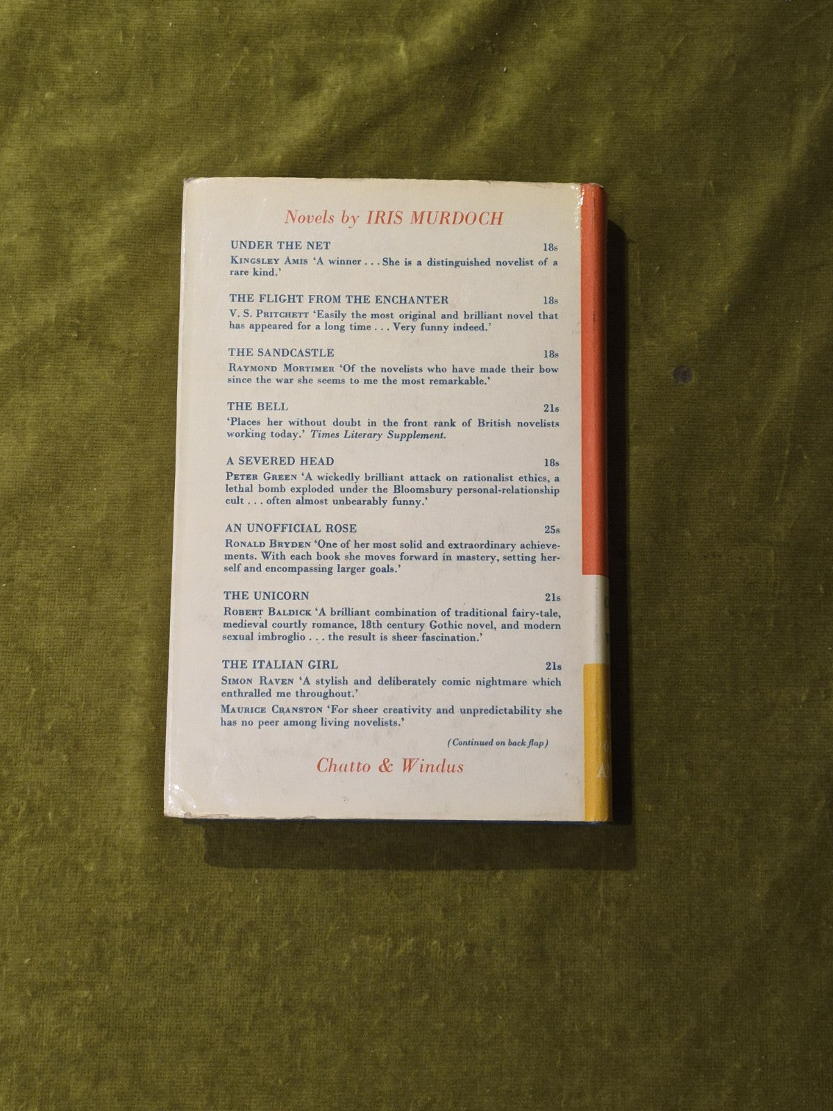 The Time of the Angels by Iris Murdoch, Chatto & Windus 1st UK Edition HB 19661