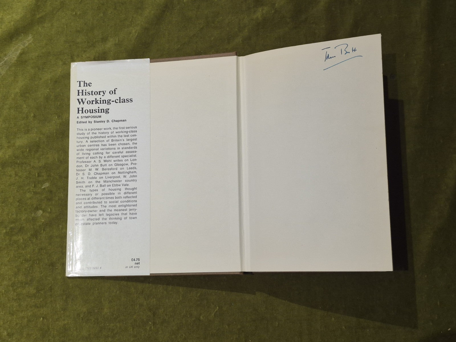History of Working Class Housing : A Symposium - Stanley D Chapman 1971  HB DJ4