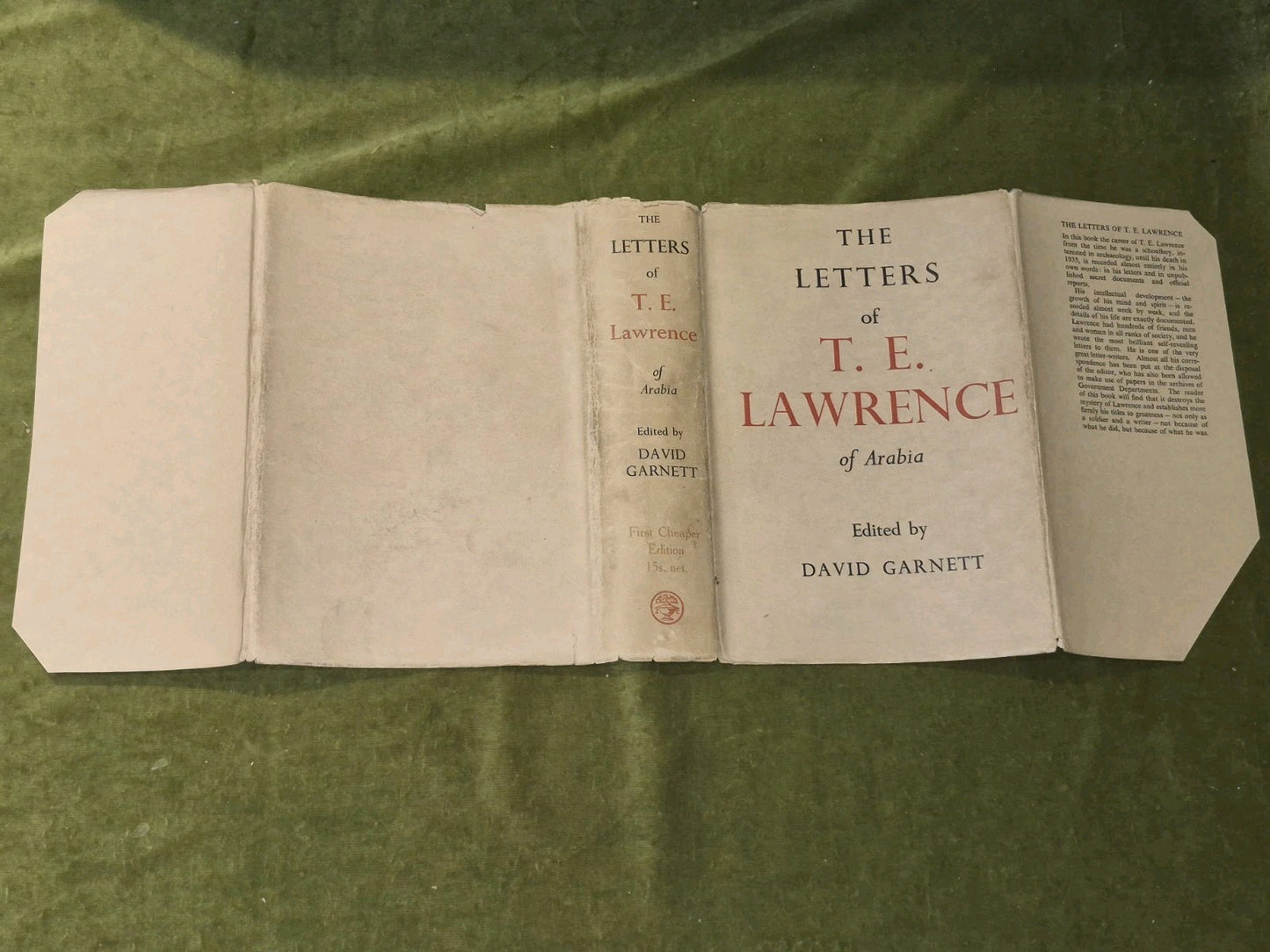 The Letters of Lawrence of Arabia David Garnett First Edition 1938 Third Imp3