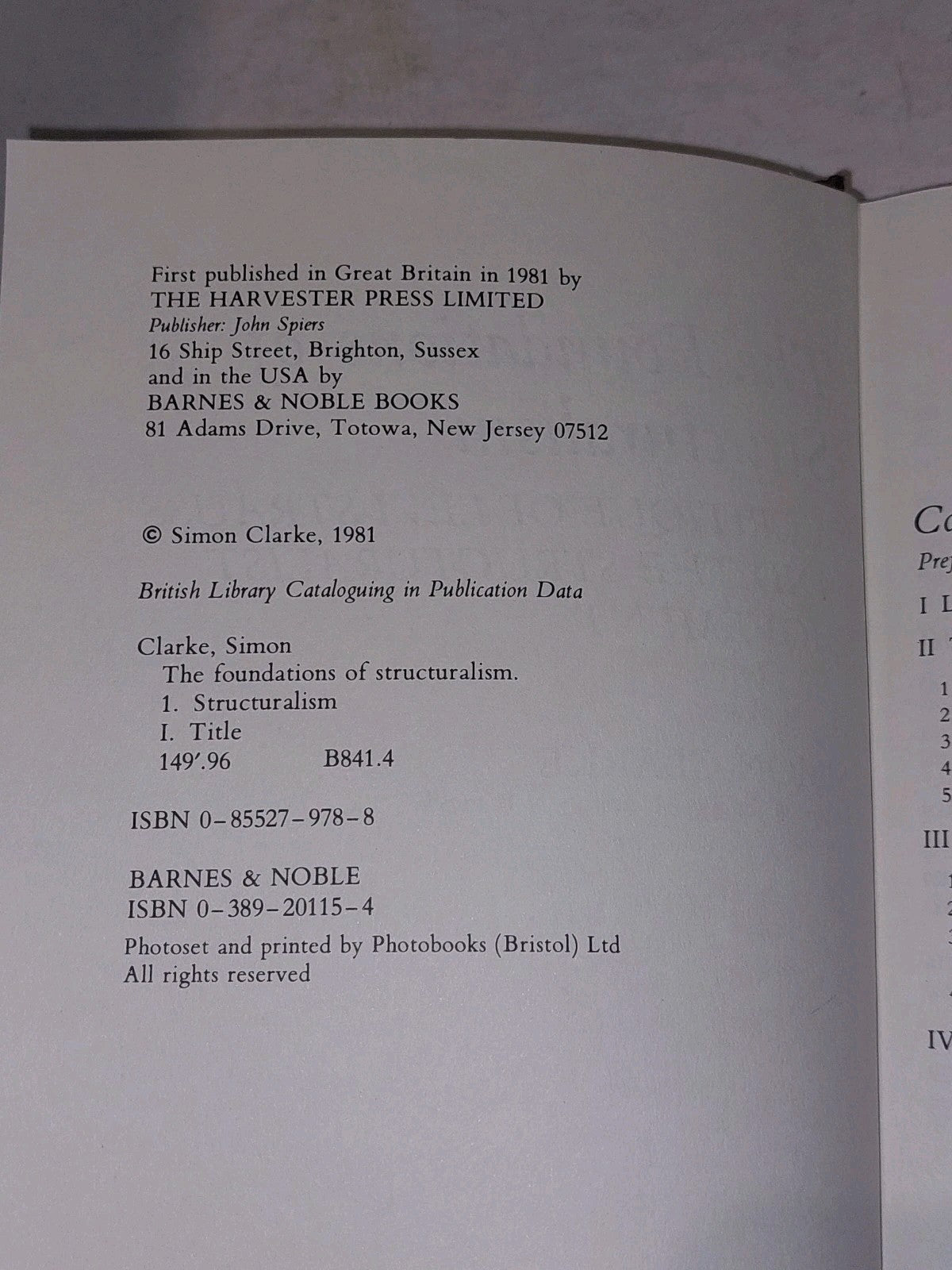 The Foundations of Structualism, Simon Clarke (1981) Hb Book On Levi Strauss ...4