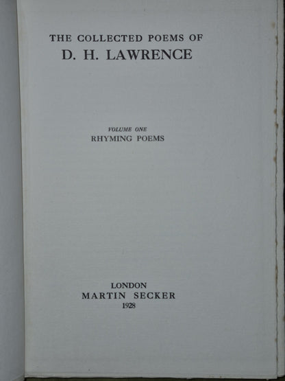 The Collected Poems of D. H. Lawrence (1928 First Edition) Complete Two Volumes4