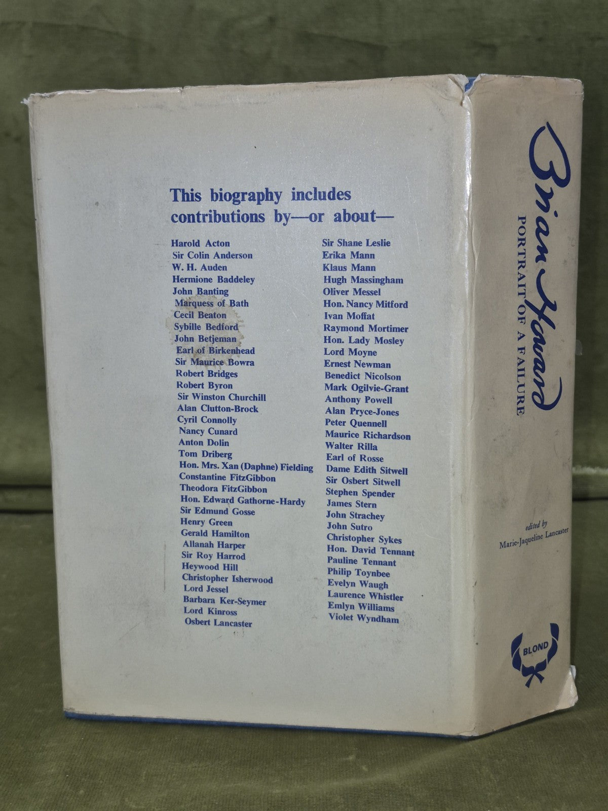 Brian Howard Portrait of a Failure 1968 First Edition Dustjacket Anthony Blond1