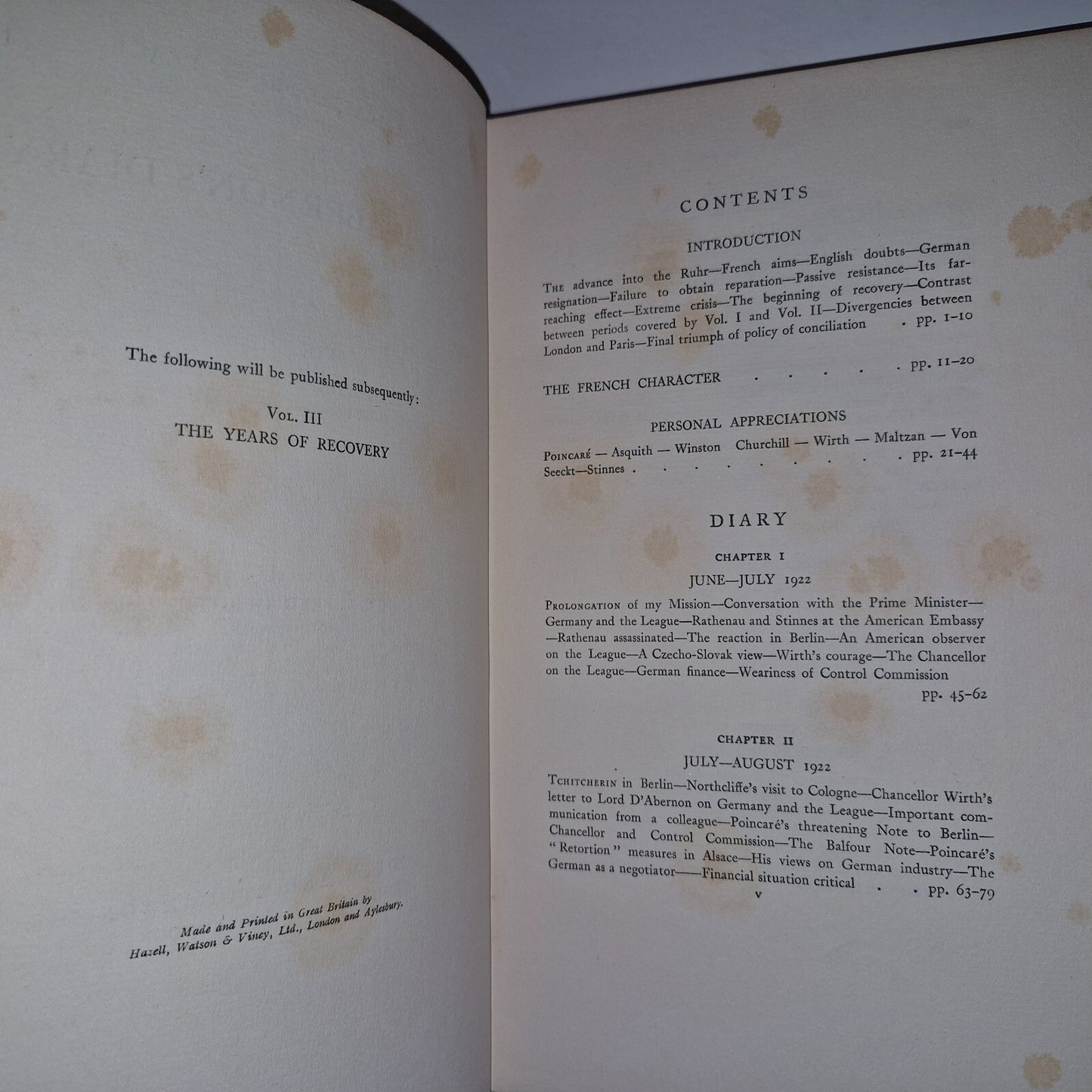 Diary of Lord d'Abernon, An Ambassador of Peace  3 Volume Set Hodder 19293011