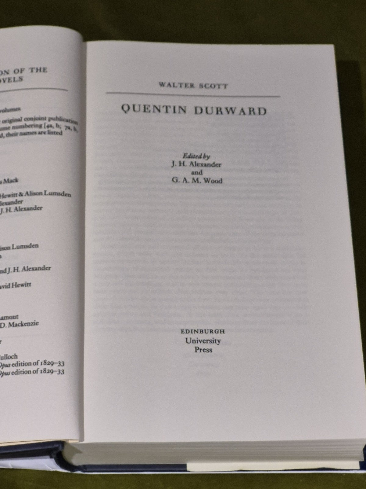 Quentin Durward Sir Walter Scott 2001 Edinburgh Edition of Waverley hardback DJ4
