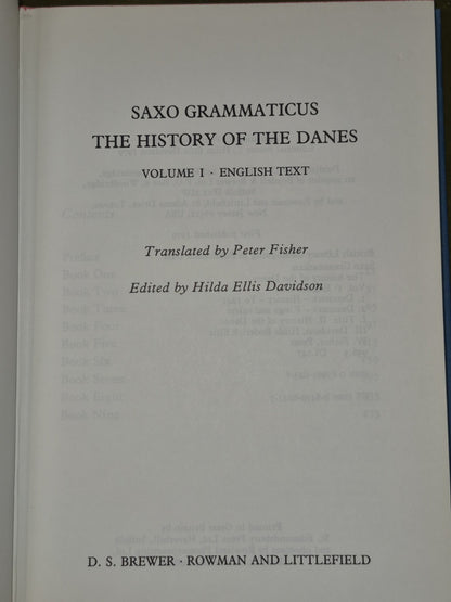 Saxo Grammaticus History of the Danes I Text Hilda R Ellis Davidson6