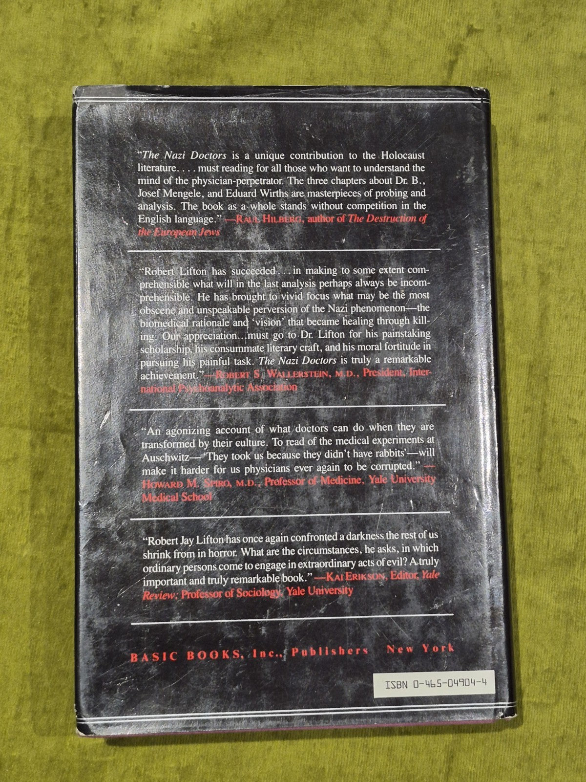 LIFTON, Robert Jay; The Nazi Doctors. 1986 1st US Edition /1st Imp3