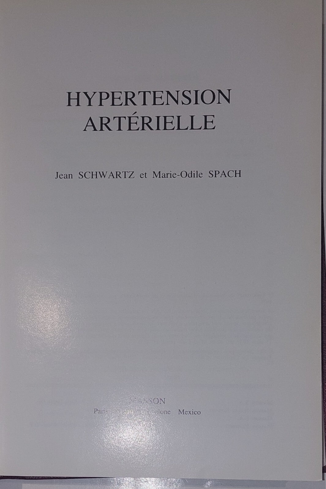 Beautifully Bound Edition Of Hypertension Arterielle By Schwartz (1988) Book4