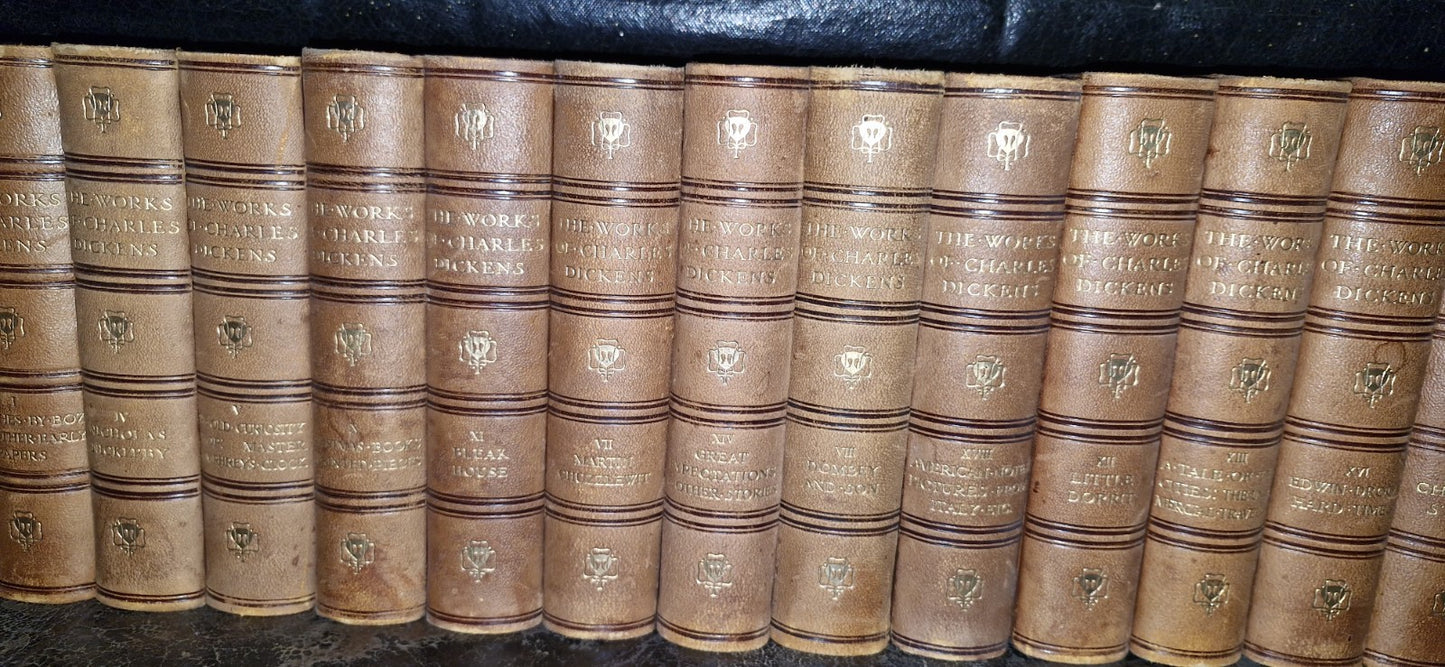 THE WORKS OF CHARLES DICKENS - 20 Volume Set In Leather GRESHAM 1912 VGC3