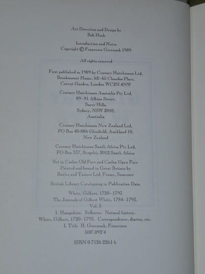 Journals of Gilbert White Volume Three 3 Francesca Greenoak 19894