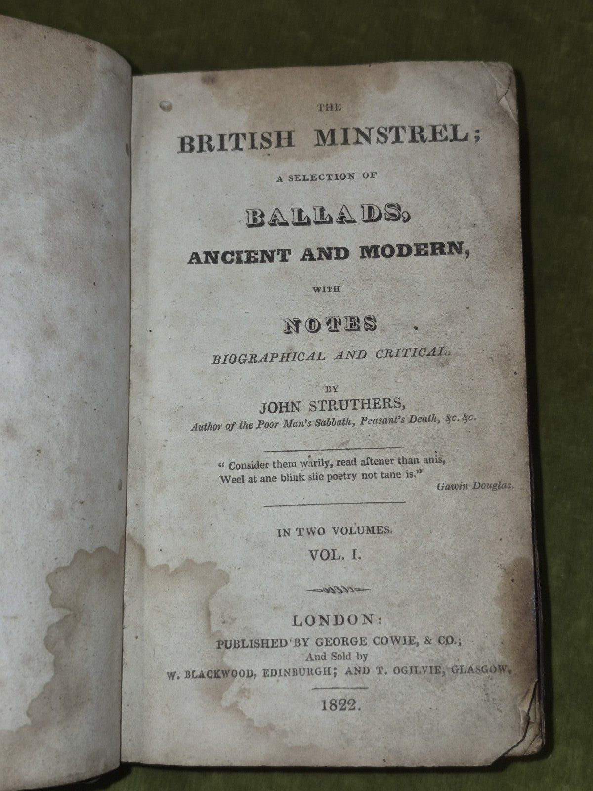 The British Minstrel John Struthers Ballads Ancient and Modern 1822 George Cowie4