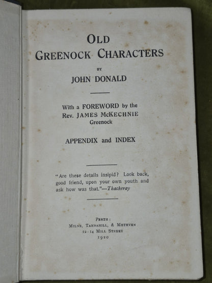 Old Greenock Characters 1920 John Donald First Edition Milne Tannahill3
