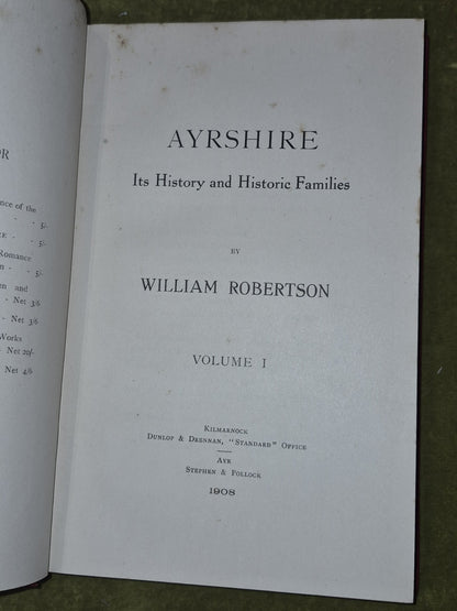 Ayrshire Its History and Historic Families William Robertson two volumes6