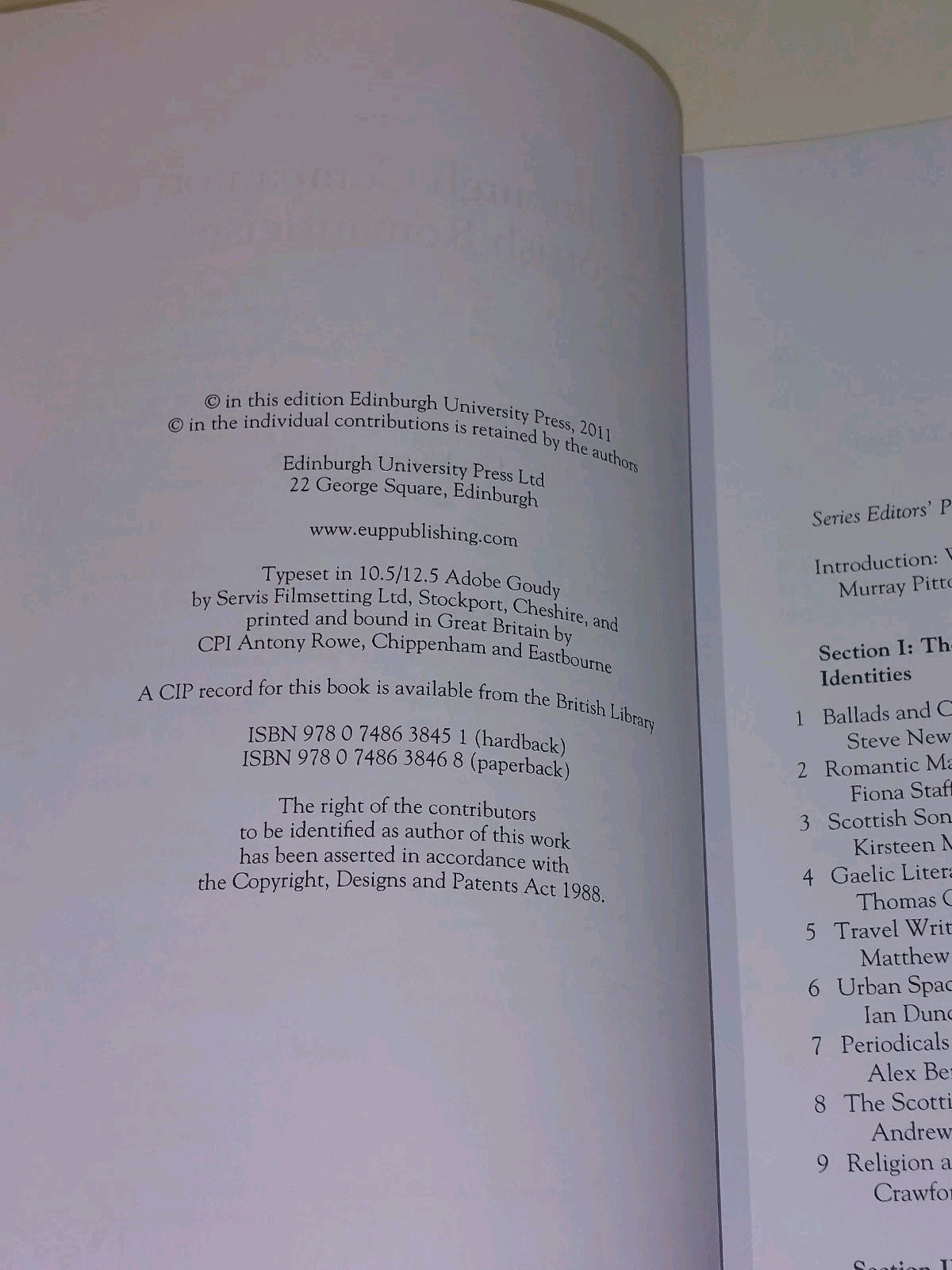 The Edinburgh Companion to Scottish Romanticism  Murray Pittock (2011) Pb Book3