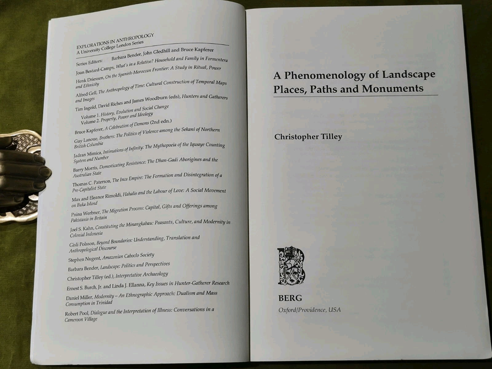 A Phenomenology of Landscape by Christopher Tilley (UK Trade Paperback, 1994)5