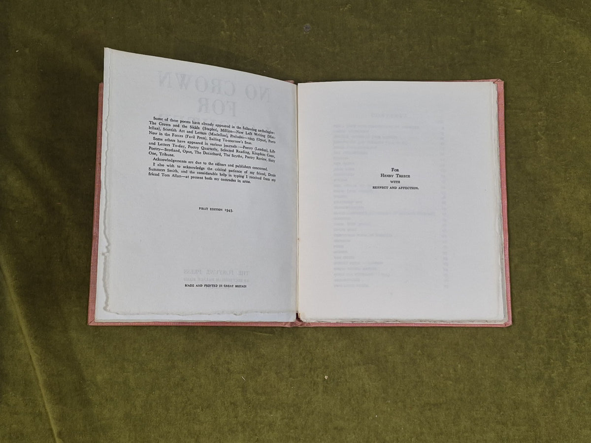 No Crown for Laughter - poems by Maurice Lindsay - 1943 Fortune HB5