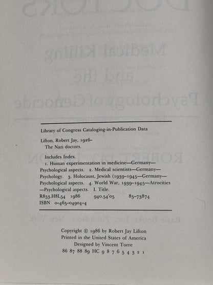 LIFTON, Robert Jay; The Nazi Doctors. 1986 1st US Edition /1st Imp6