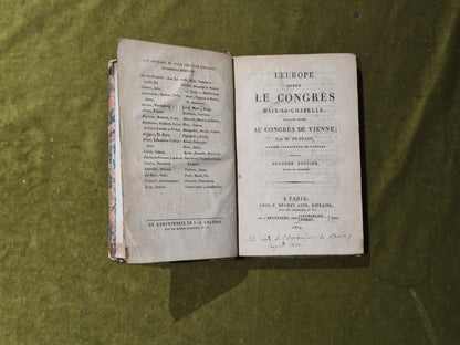 L'Europe après le Congrès d'Aix-la-Chapelle - M De Pradt - Bechet - 1819 2nd HB3