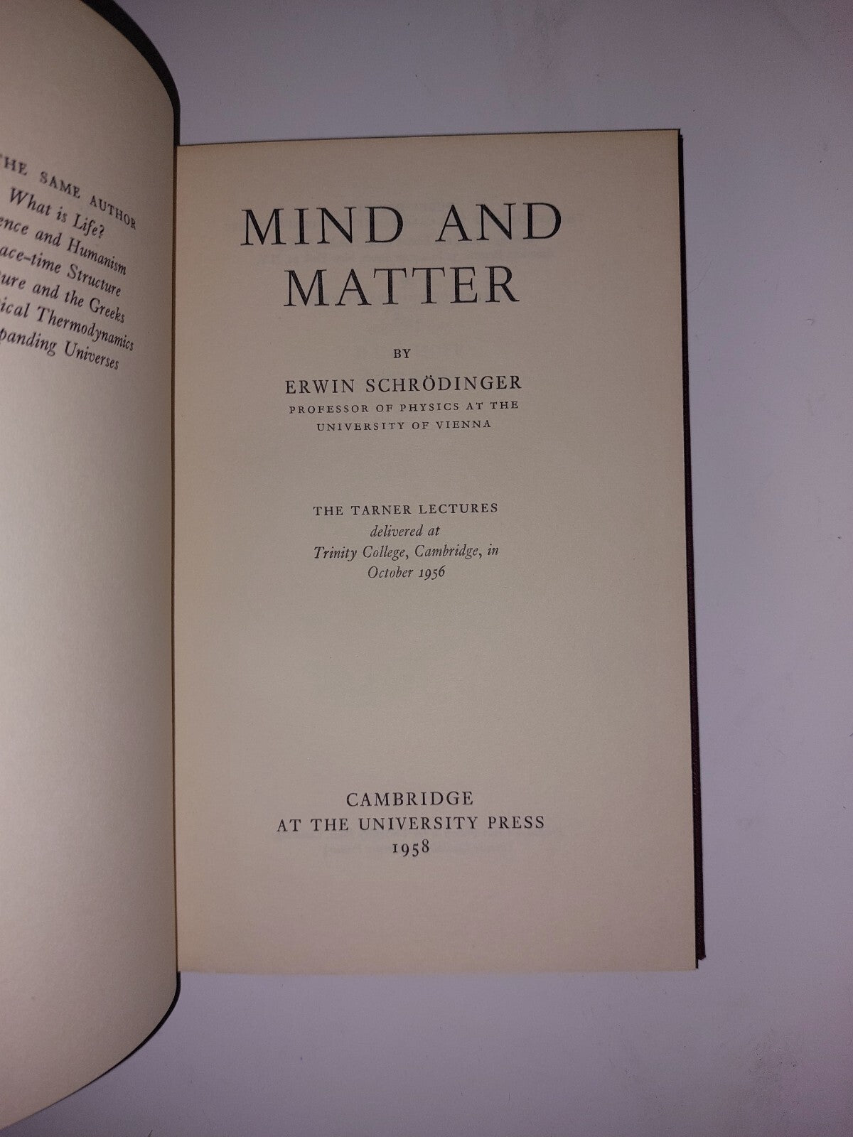 Mind And Matter By Erwin Schrodinger (1958) Book1
