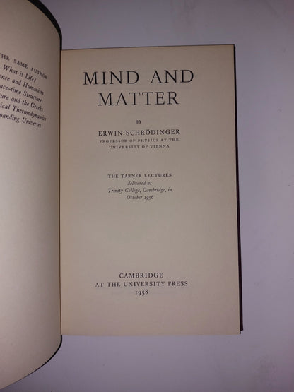 Mind And Matter By Erwin Schrodinger (1958) Book1