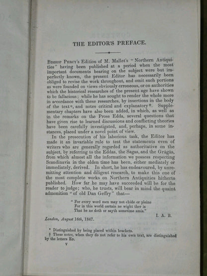 Northern Antiquities Ancient Scandinavians Mallet Blackwell Walter Scott 18476