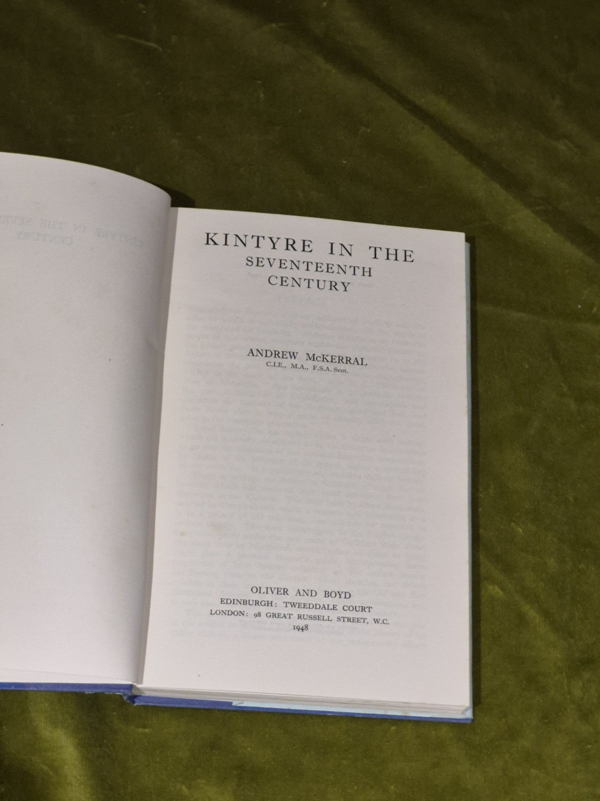 Kintyre in the 17th Century by Andrew McKerral 1st Ed Hardcover with dust jacket3
