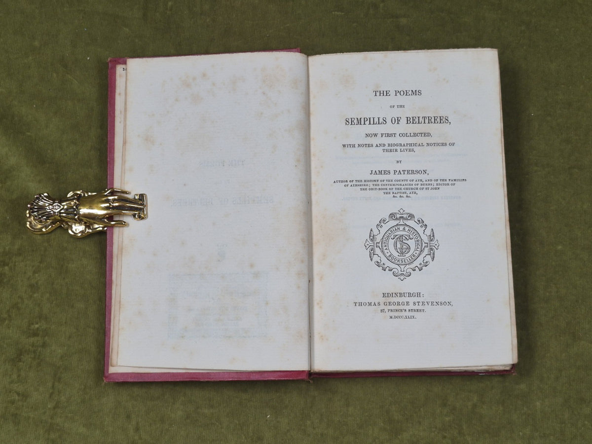 The Poems of the Sempills of Beltrees - James Paterson , 1849 1st , Ltd To 250 7