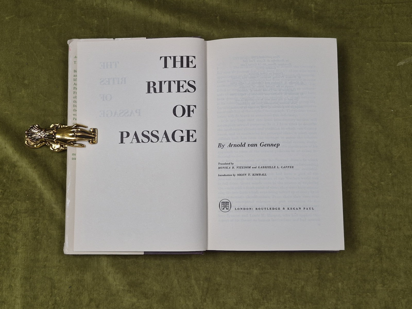 THE RITES OF PASSAGE by Arnold Van Gennep , Routledge 1960 1st HB DJ3