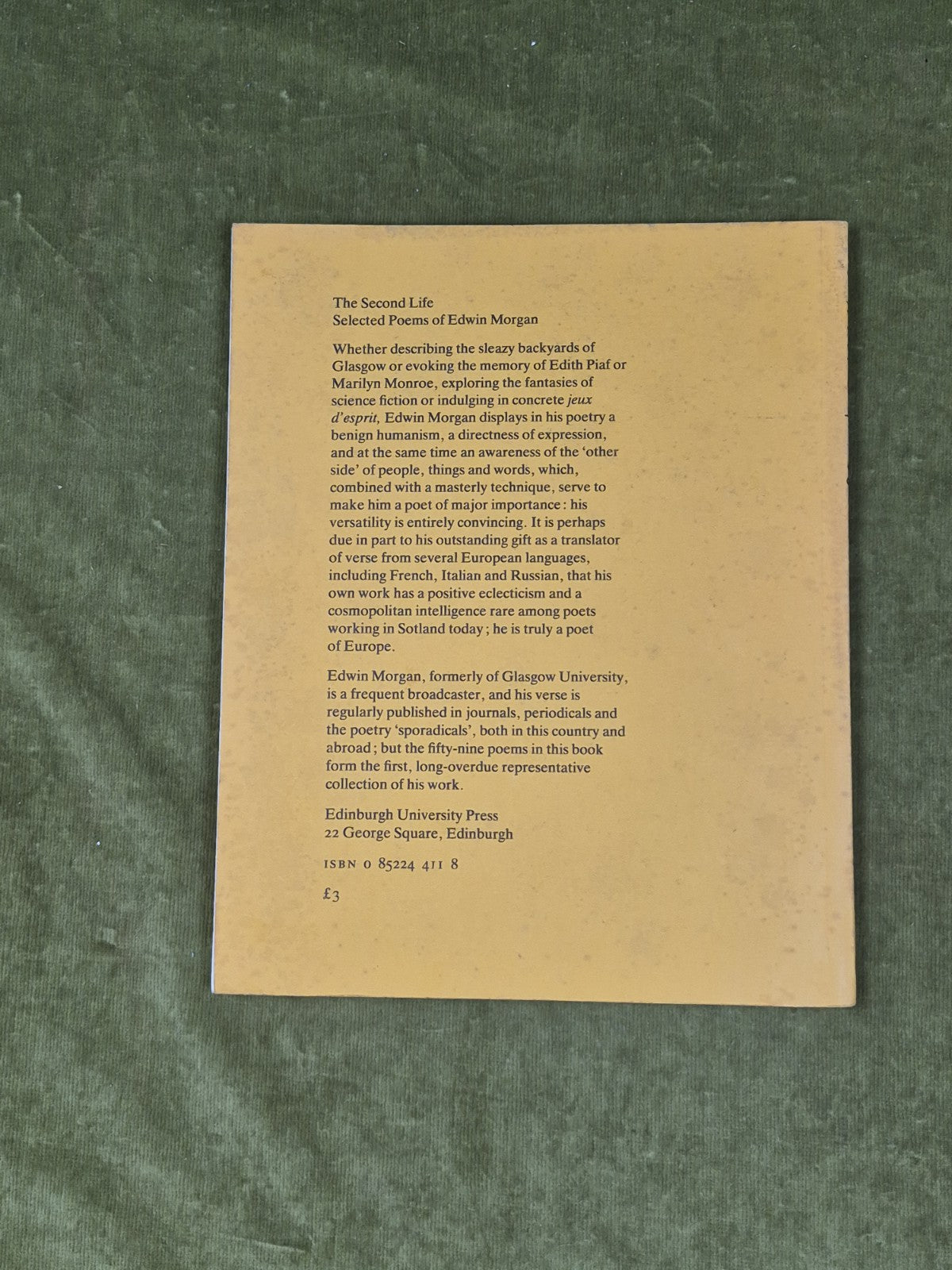 The Second Life : Selected Poems by Edwin Morgan 1968 PB1