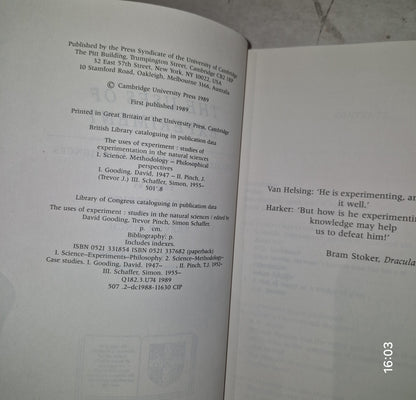 The Uses of Experiment: Studies in the Natural Sciences3