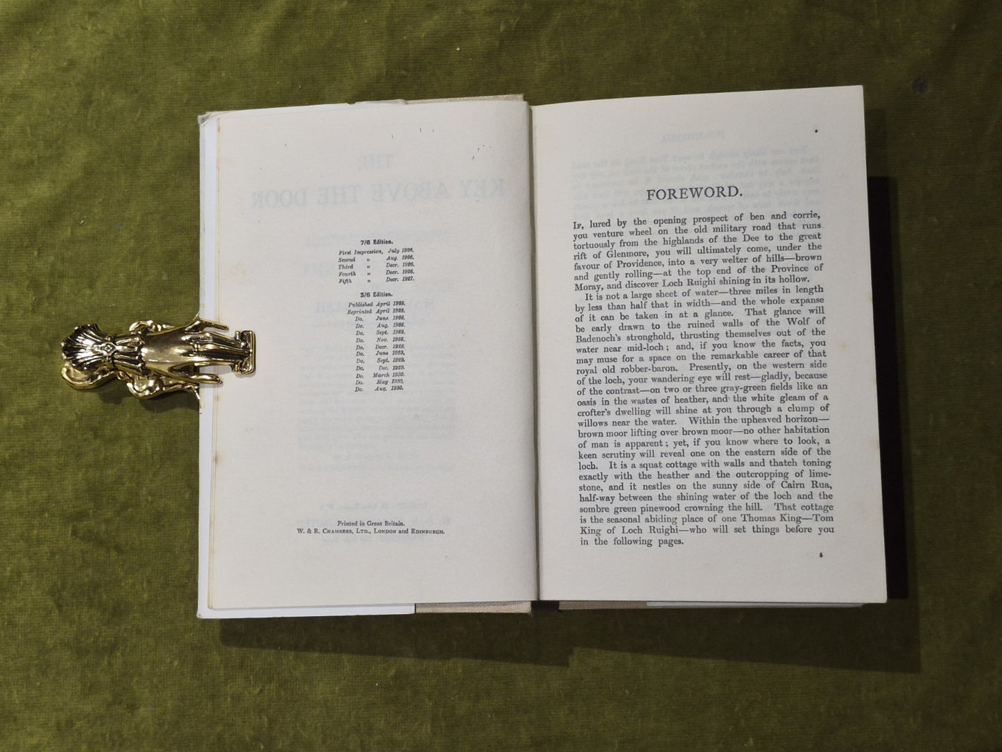 The Key Above the Door - Maurice Walsh , W & R Chambers 1930 17th Ed HB DJ6