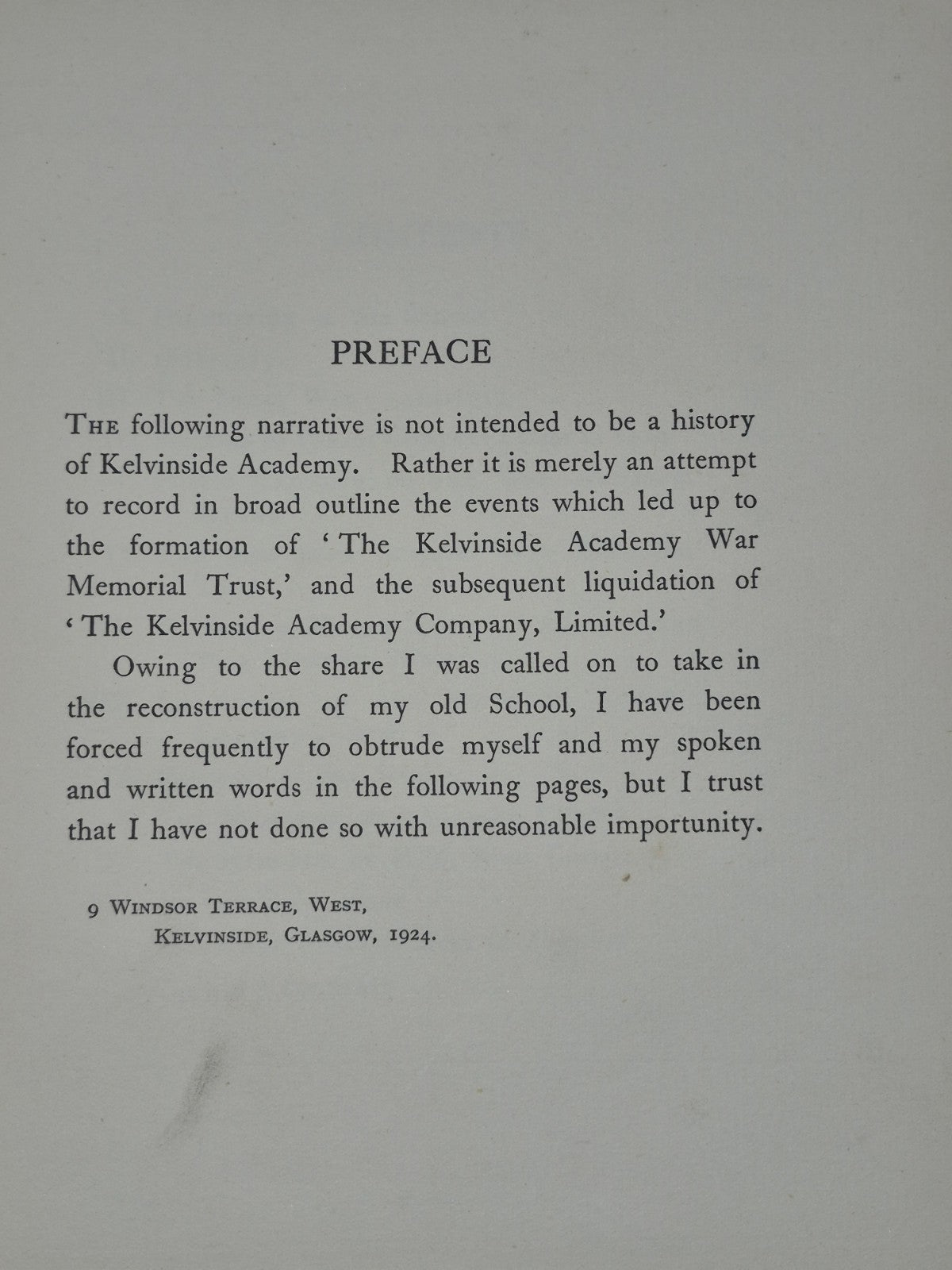 Kevinside Academy 1878-1923 William Brodie The University Press Glasgow 1924 1st6