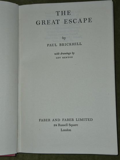 The Great Escape Paul Brickhill 1st Edition 4th Impression Faber 19513