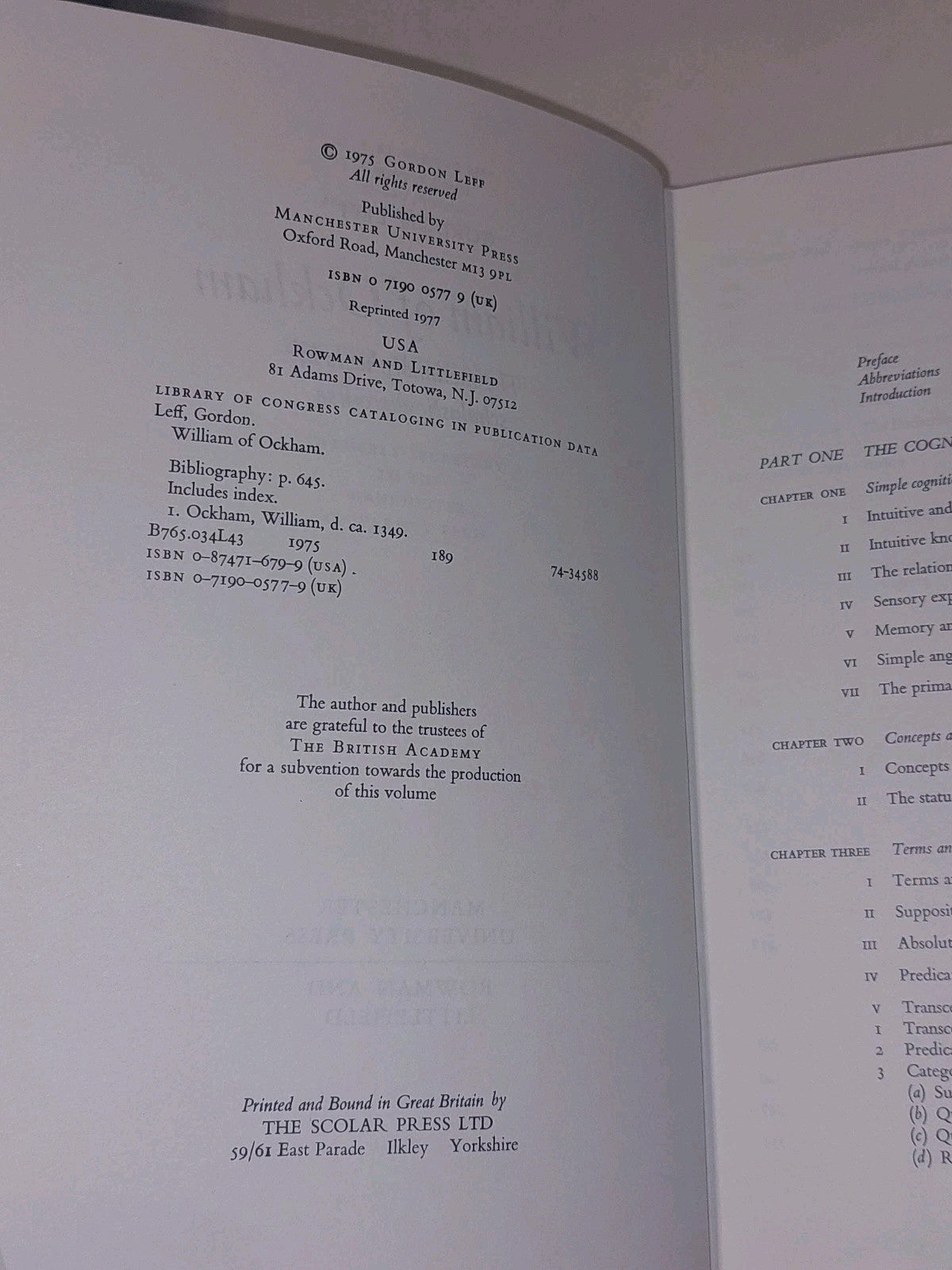 William Of Ockham : Metamorphosis Of Scholastic Discourse (1977)  Gordon Leff Hb3
