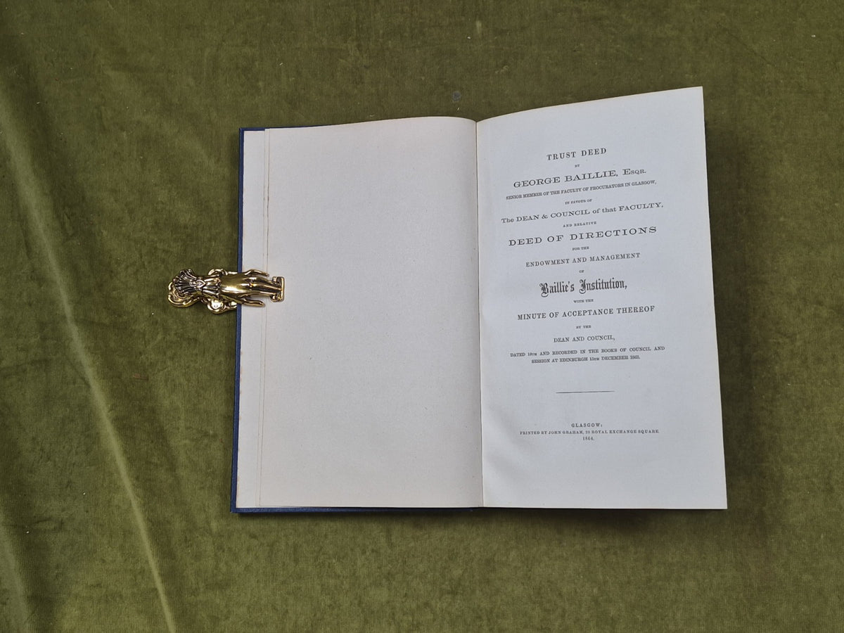 Trust Deed by George Baillie in favour of the Dean & Council 1864 1st HB2