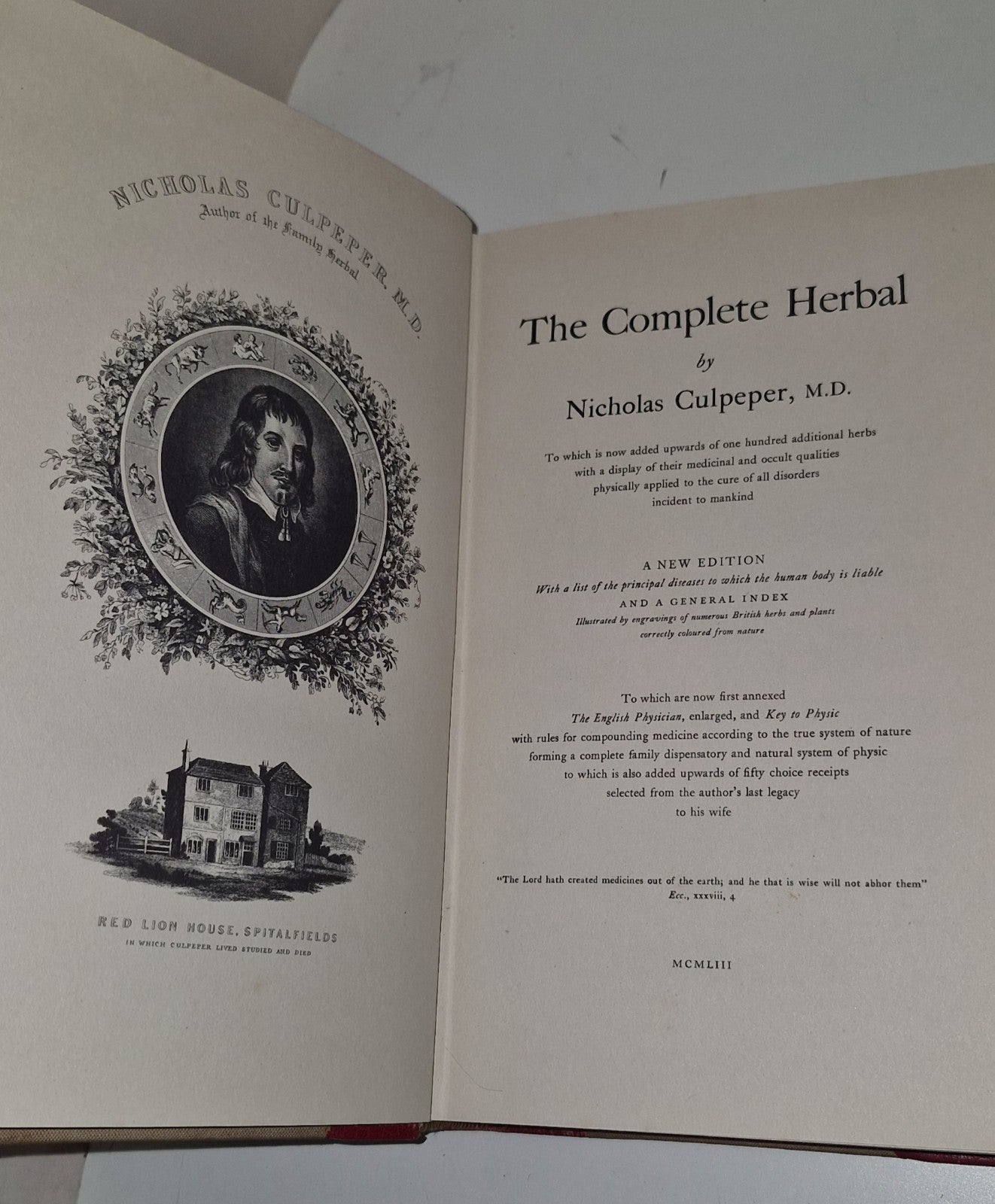 The Complete Herbal By Nicholas Culpeper 1953 Facsimile Edition ICI6